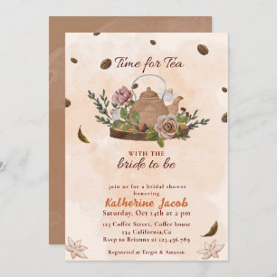 Bridal tea party floral fall Bridal Shower Invitation