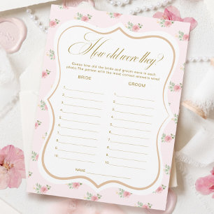 Bridal Tea Party Guess the Age Game Card