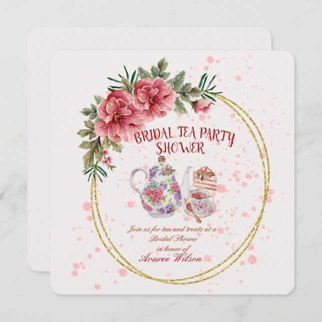 Bridal Tea Party Shower Invitation (Front/Back)