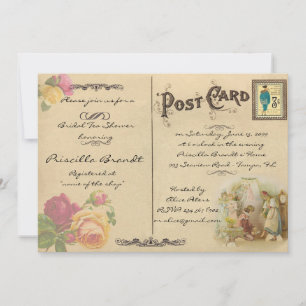 Bridal Tea Shower Honouring, style old Postcard 2
