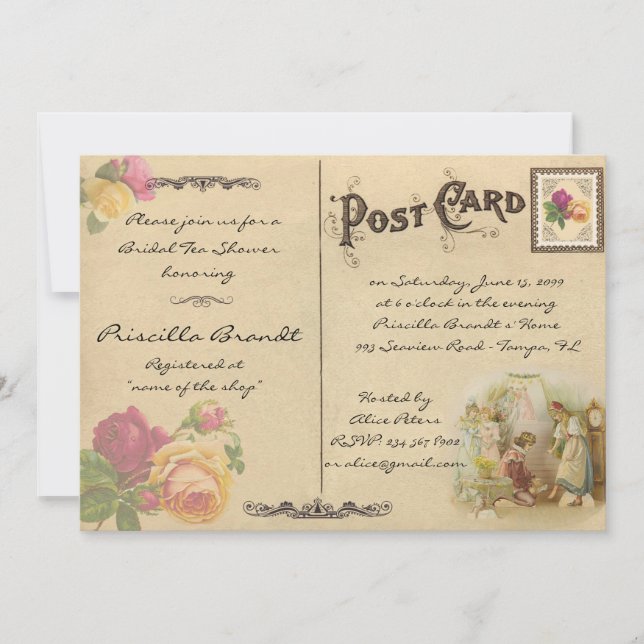 Bridal Tea Shower Honouring, style old Postcard 6 (Front)