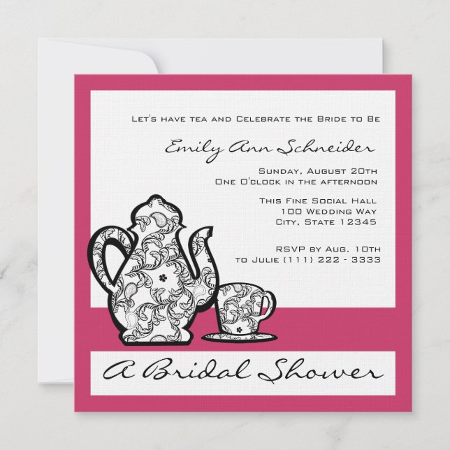 Bridal Tea with Changeable Colour Invitation (Front)