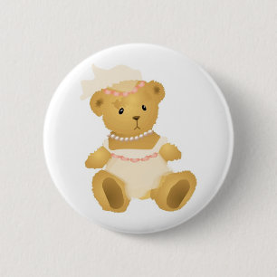 Bridal Teddy Bear 6 Cm Round Badge