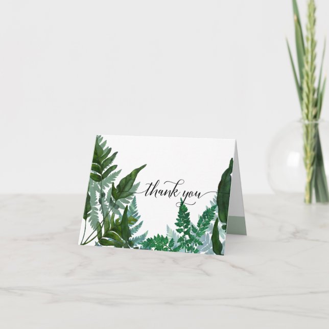 Bridal Thank You Notes Wild Fern Forest Foliage (Front)
