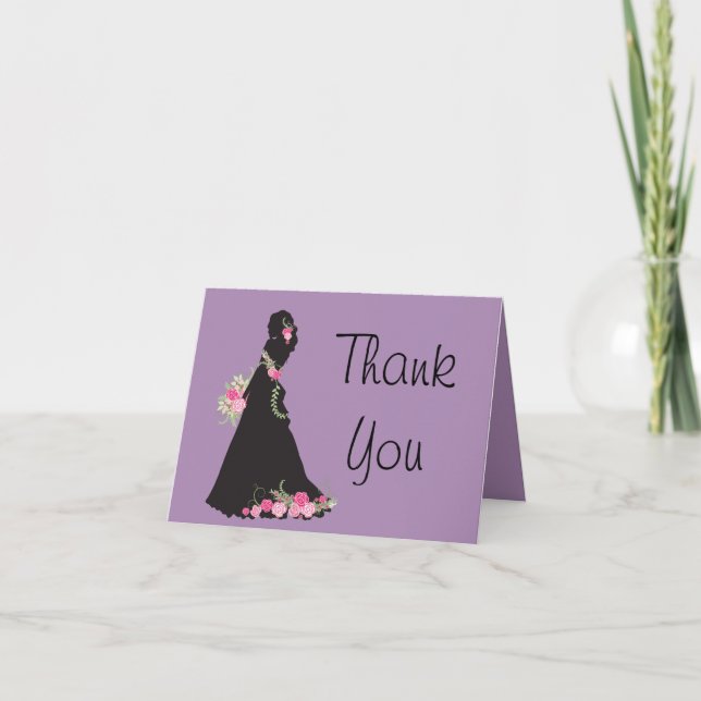 Bridal Thank You Silhouette Gown Card (Front)