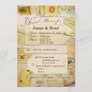 Bridal Travel Shower theme in cocoa and cream Invitation