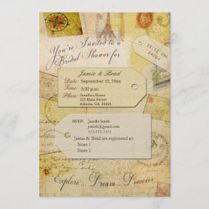 Bridal Travel Shower theme in cocoa and cream Invitation