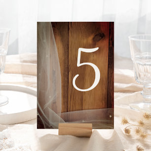 Bridal Veil and Barn Wood Wedding Table Numbers
