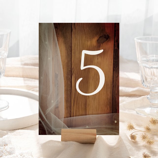 Bridal Veil and Barn Wood Wedding Table Numbers (Creator Uploaded)