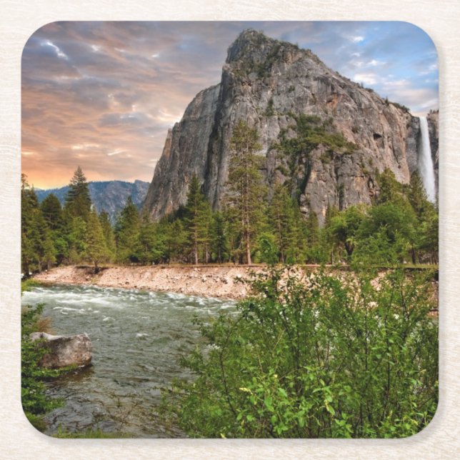 Bridal Veil Falls Square Paper Coaster (Front)