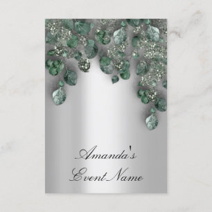 Bridal Weddi Glitter SmokyGray Eucalyptus Greenery Invitation