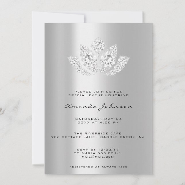 Bridal Wedding Lotus Mandala Crystal  Invitation (Front)