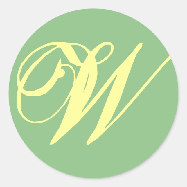 Bridal Wedding Monogram Letter W - Customise Classic Round Sticker (Front)