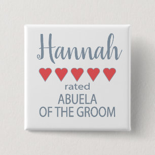 Bridal & Wedding Party 5 Heart Abuela of Groom 15 Cm Square Badge