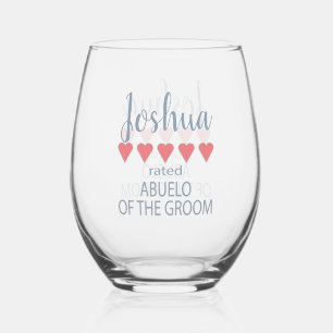 Bridal & Wedding Party 5 Heart Abuelo of Groom Stemless Wine Glass