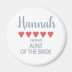 Bridal & Wedding Party 5 Heart Aunt of Bride Magnet