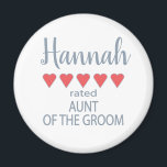 Bridal & Wedding Party 5 Heart Aunt of Groom Magnet<br><div class="desc">Members of the bridal party and wedding party will feel loved and appreciated with a “five heart” gift made especially for them. Love is what it’s all about. Whether it’s a hometown wedding or destination wedding the personalised items will be sure to bring smiles along the way. The customisable t-shirts...</div>
