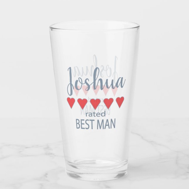Bridal & Wedding Party 5 Heart Best Man Glass (Front)