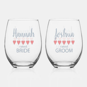 Bridal & Wedding Party 5 Heart Bride Stemless Wine Glass