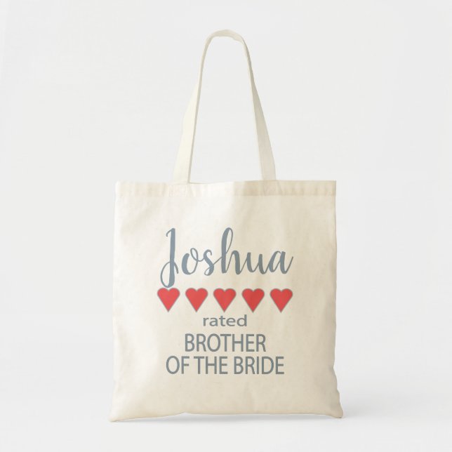 Bridal & Wedding Party 5 Heart Brother of Bride Tote Bag (Front)