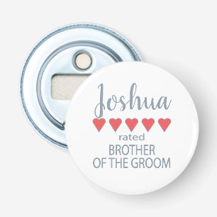 Bridal & Wedding Party 5 Heart Brother of Groom Bottle Opener