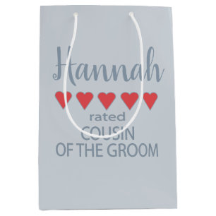 Bridal & Wedding Party 5 Heart Cousin of Groom Medium Gift Bag