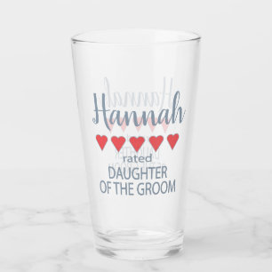 Bridal & Wedding Party 5 Heart Daughter of Groom Glass