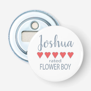 Bridal & Wedding Party 5 Heart Flower Boy Bottle Opener