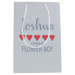 Bridal & Wedding Party 5 Heart Flower Boy Medium Gift Bag