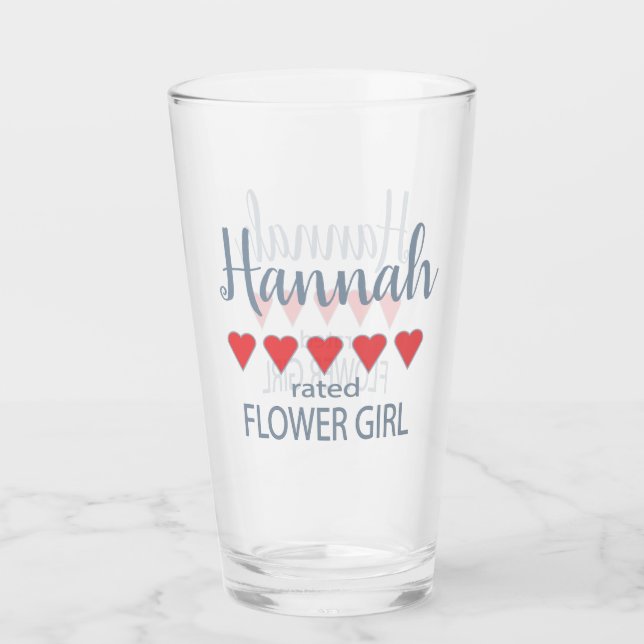 Bridal & Wedding Party 5 Heart Flower Girl Glass (Front)