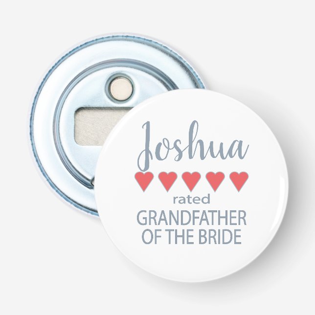 Bridal & Wedding Party 5 Heart Grandfather o Bride Bottle Opener (Front)