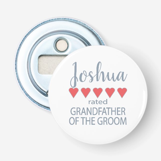 Bridal & Wedding Party 5 Heart Grandfather o Groom Bottle Opener (Front)