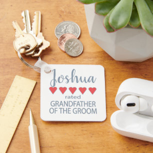 Bridal & Wedding Party 5 Heart Grandfather o Groom Key Ring