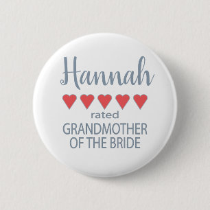 Bridal & Wedding Party 5 Heart Grandmother o Bride 6 Cm Round Badge