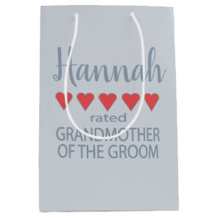 Bridal & Wedding Party 5 Heart Grandmother o Groom Medium Gift Bag