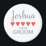 Bridal & Wedding Party 5 Heart Groom Magnet<br><div class="desc">Members of the bridal party and wedding party will feel loved and appreciated with a “five heart” gift made especially for them. Love is what it’s all about. Whether it’s a hometown wedding or destination wedding the personalised items will be sure to bring smiles along the way. The customisable t-shirts...</div>