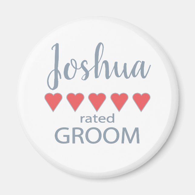 Bridal & Wedding Party 5 Heart Groom Magnet (Front)