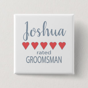 Bridal & Wedding Party 5 Heart Groomsman 15 Cm Square Badge