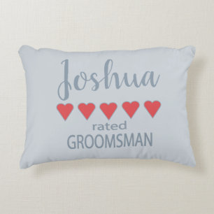 Bridal & Wedding Party 5 Heart Groomsman Decorative Cushion