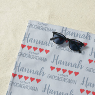 Bridal & Wedding Party 5 Heart Groomswoman Beach Towel