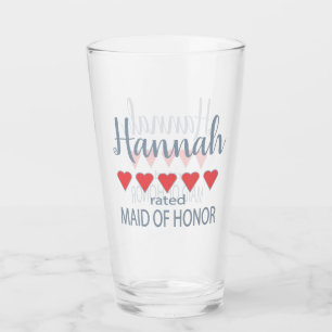 Bridal & Wedding Party 5 Heart Maid of Honour Glass