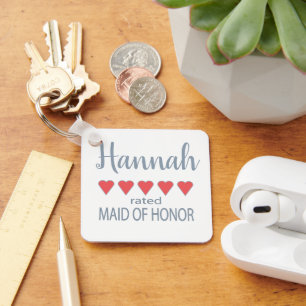 Bridal & Wedding Party 5 Heart Maid of Honour Key Ring