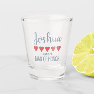 Bridal & Wedding Party 5 Heart Man of Honour Shot Glass