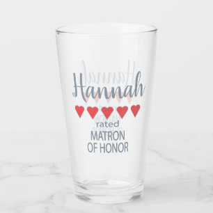 Bridal & Wedding Party 5 Heart Matron of Honour Glass