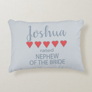 Bridal & Wedding Party 5 Heart Nephew of Bride Decorative Cushion