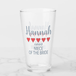 Bridal & Wedding Party 5 Heart Niece of Bride Glass