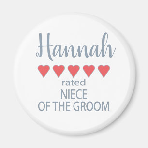 Bridal & Wedding Party 5 Heart Niece of Groom Magnet