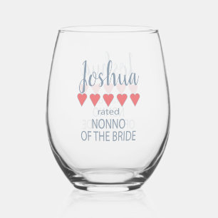 Bridal & Wedding Party 5 Heart Nonno of Bride Stemless Wine Glass