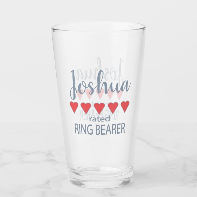 Bridal & Wedding Party 5 Heart Ring Bearer Glass (Front)