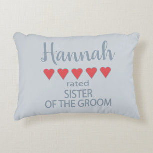 Bridal & Wedding Party 5 Heart Sister of Groom Decorative Cushion